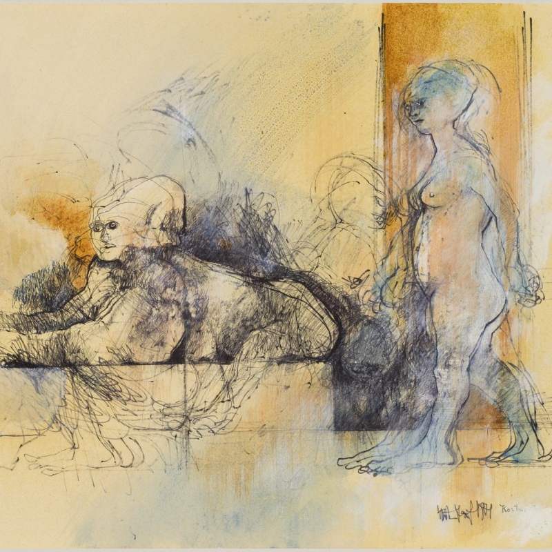 Josef Kostner - Sfinge - ink/water color 50 x 40 cm 1971