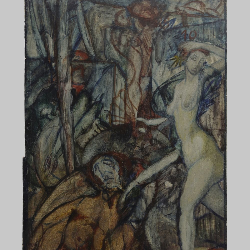 Max Ackermann - Figurengruppe - mixed media 92x60 cm ca. 1915