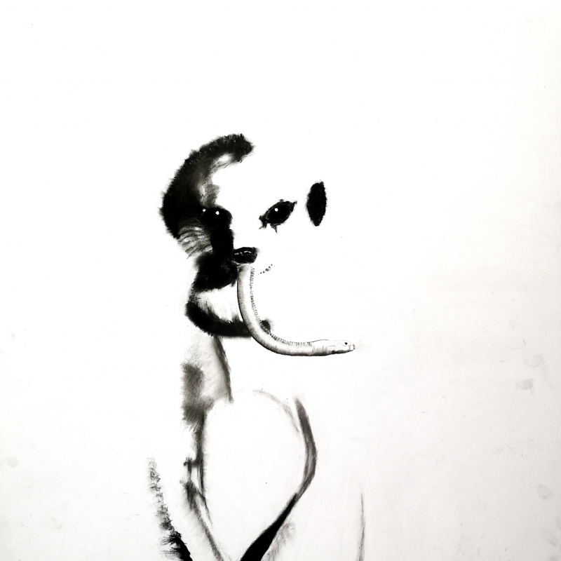 Diego Perathoner - "Ja!" charcoal on paper 2020