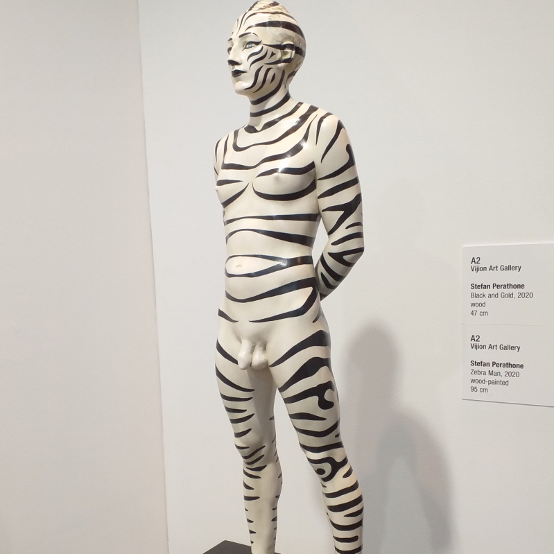 Stefan Perathoner - Zebra Man h 90 cm 2020 woodsculpture