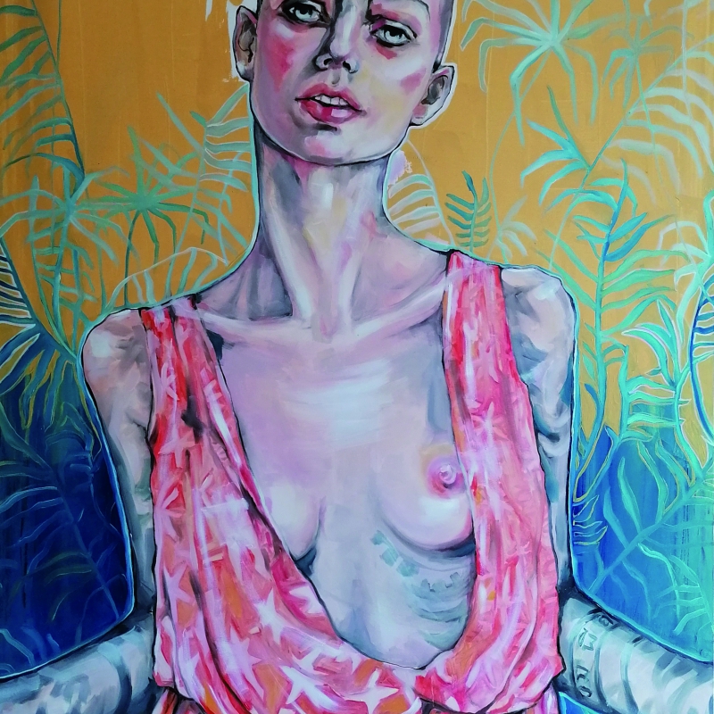 Julia Runggaldier - The family tattoo_2020_oil and acrylic on canvas_150x100 cm