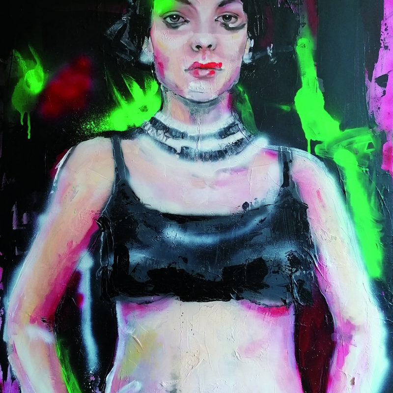 Julia Runggaldier - Russian ballerina_2020_oil, acrylic and spray on canvas_120x80 cm