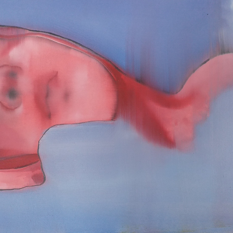 Julia Runggaldier - Painting lions on the back of a cookie tin_oil on canvas grain_36x48 cm_2021
